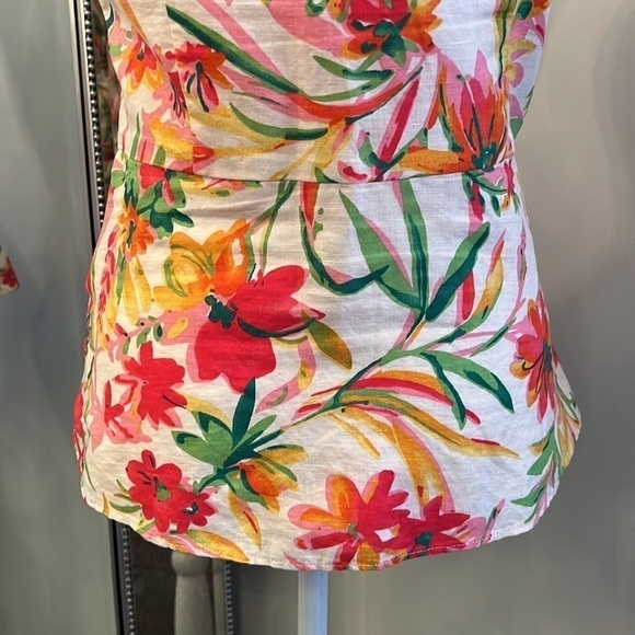 New Without Tags J.Crew Factory Hawaiian Linen Peplum Top Size 4 - Picture 8 of 12
